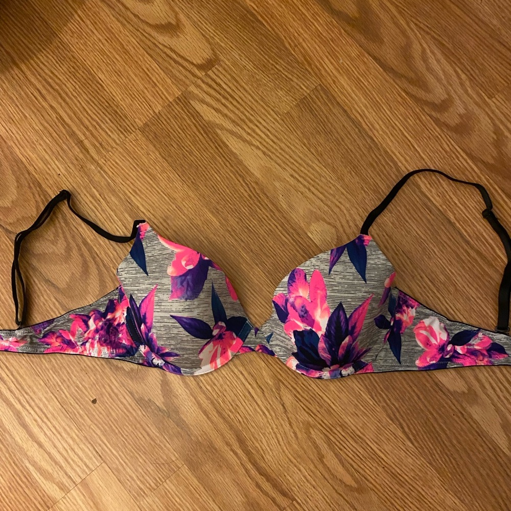 PINK Victoria's Secret Floral Bra - Pink and Purple